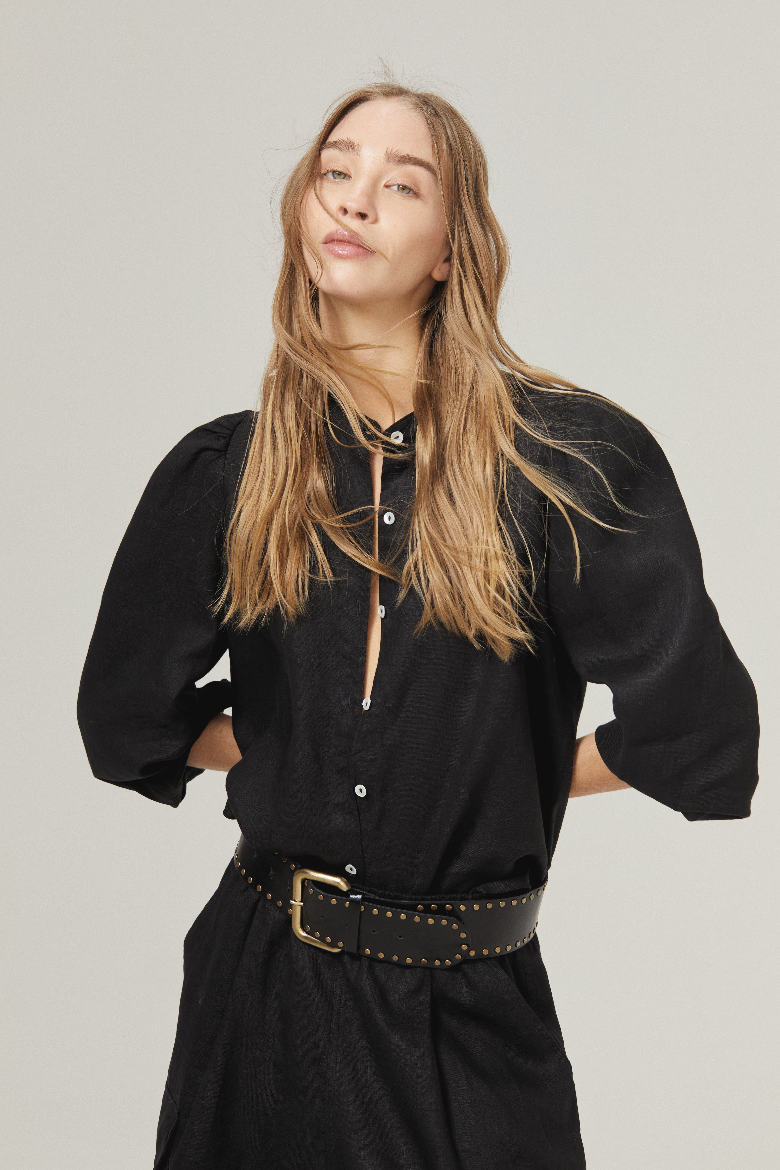 トップス Allege. | Linen S/S Knit Shirt | BLACK 3 Meknes Linen Shirt - Black – Lanhtropy