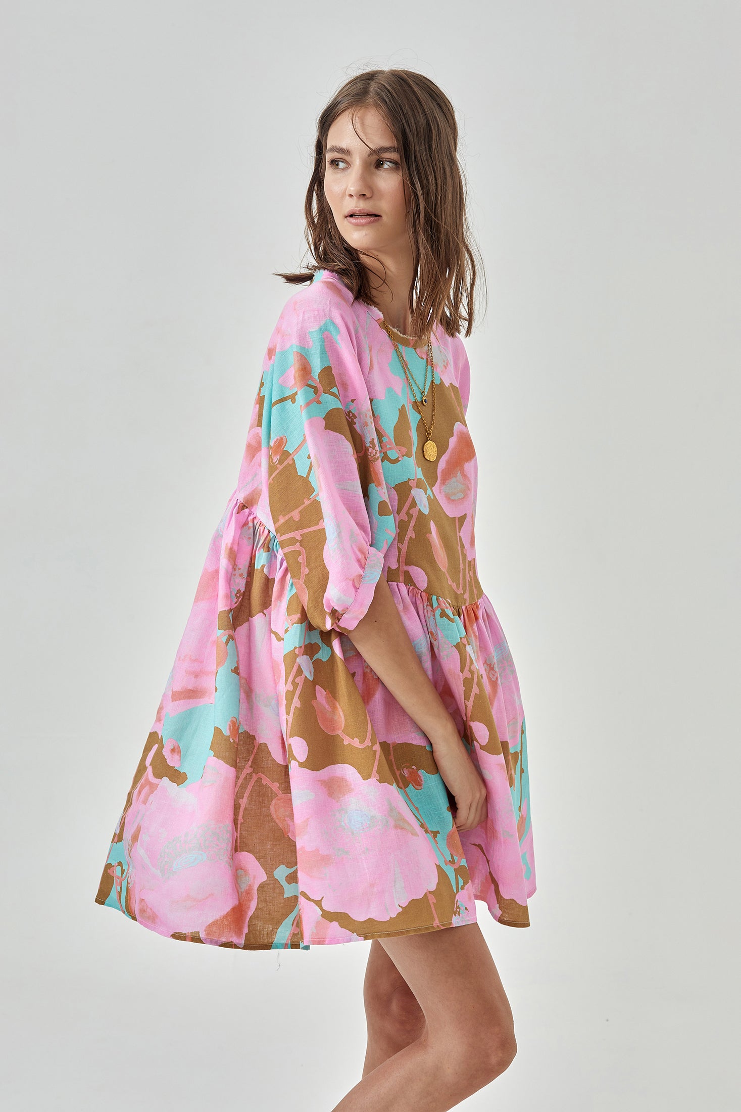 Bubble Linen Dress - Aquarela