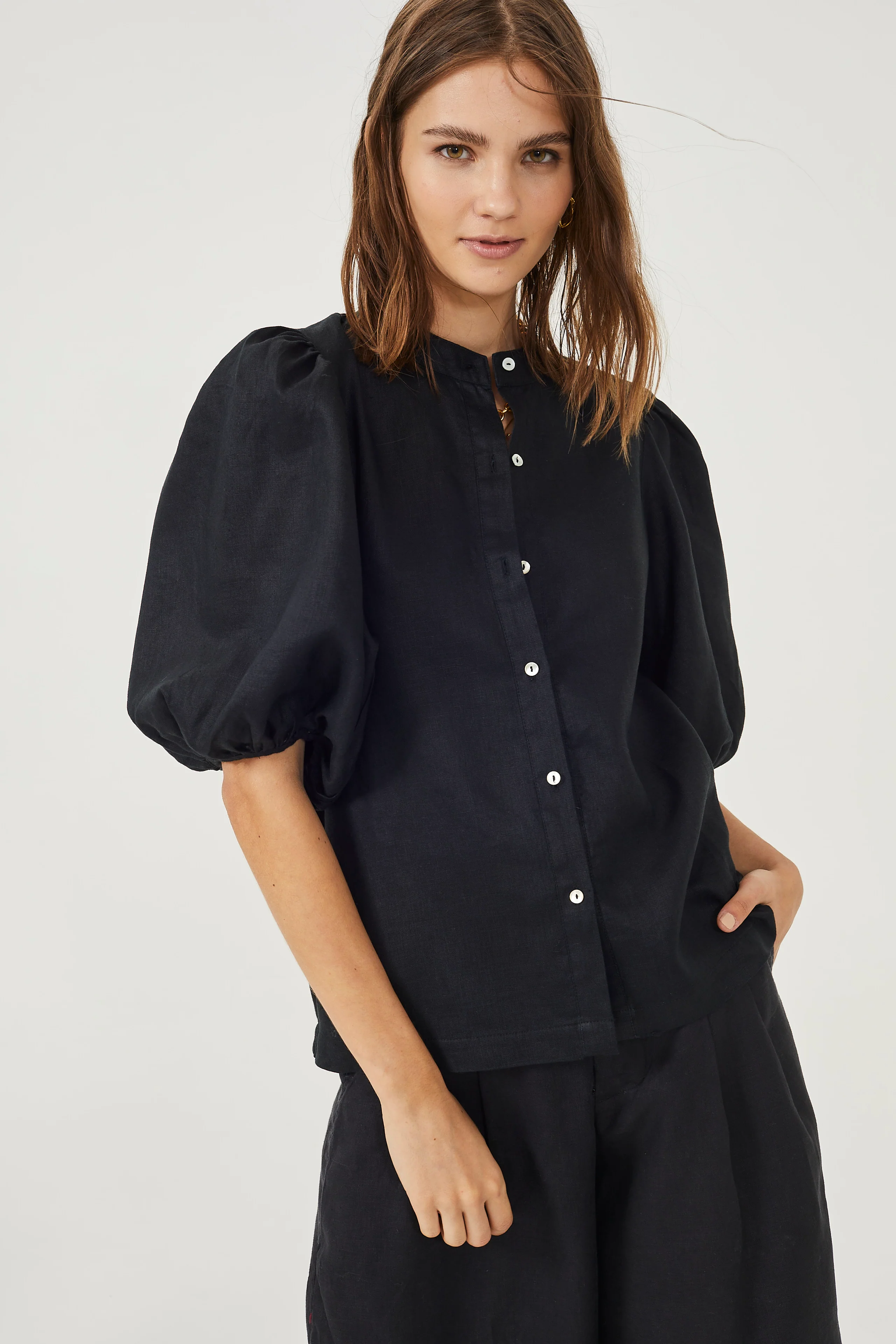 Bubble Linen Shirt - Black – Lanhtropy
