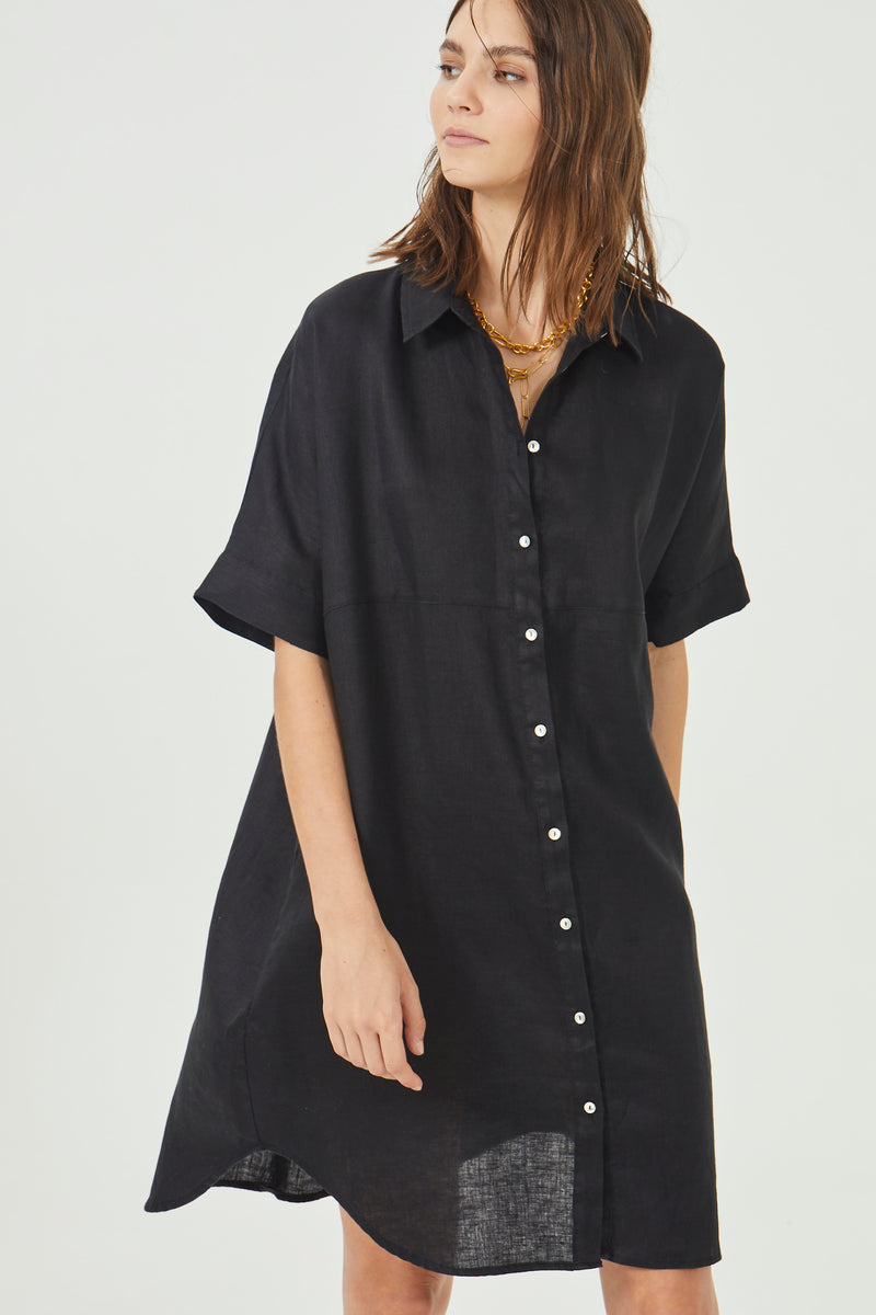 Alba Shirt Dress - Black