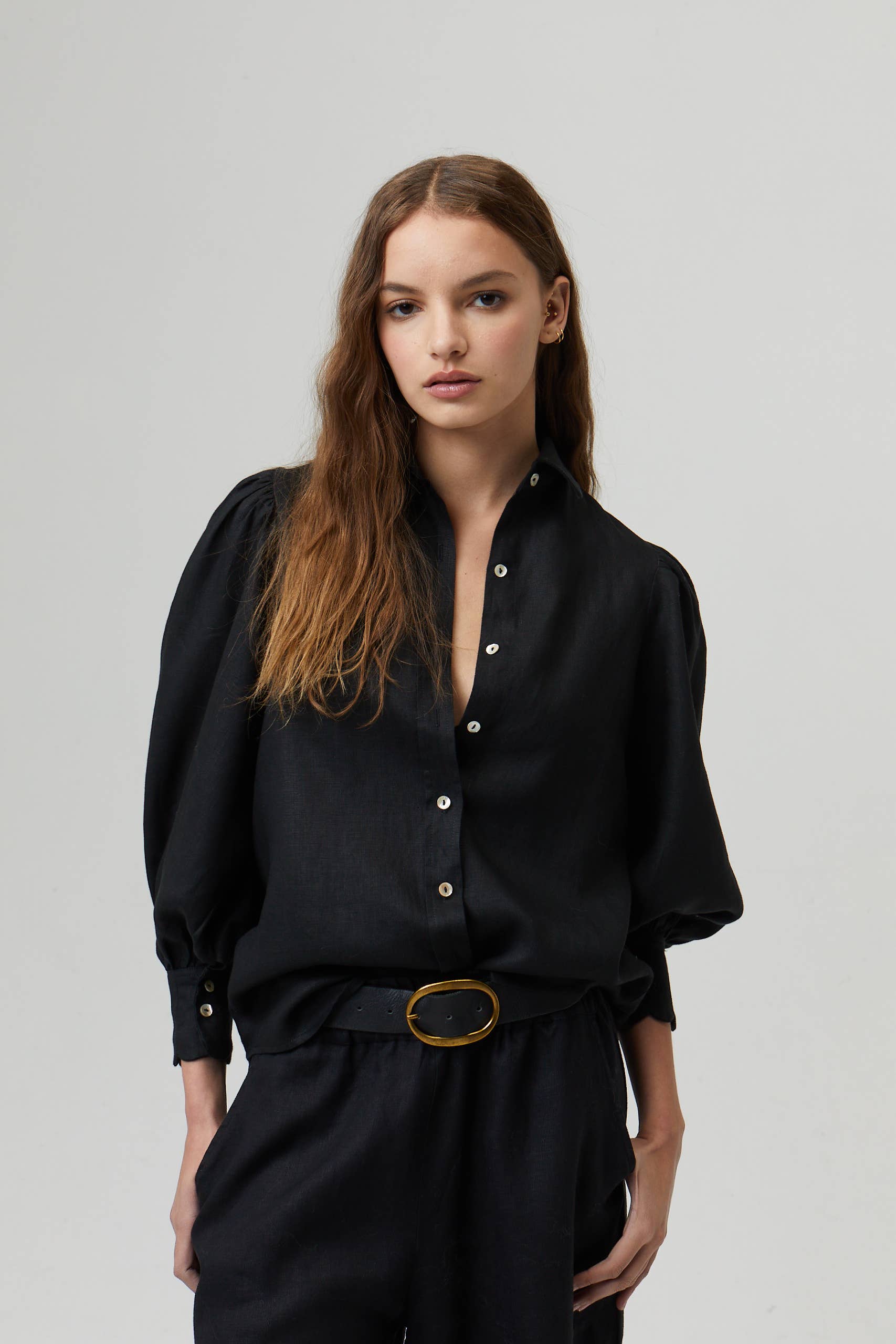 Camille Linen Shirt - Black – Lanhtropy