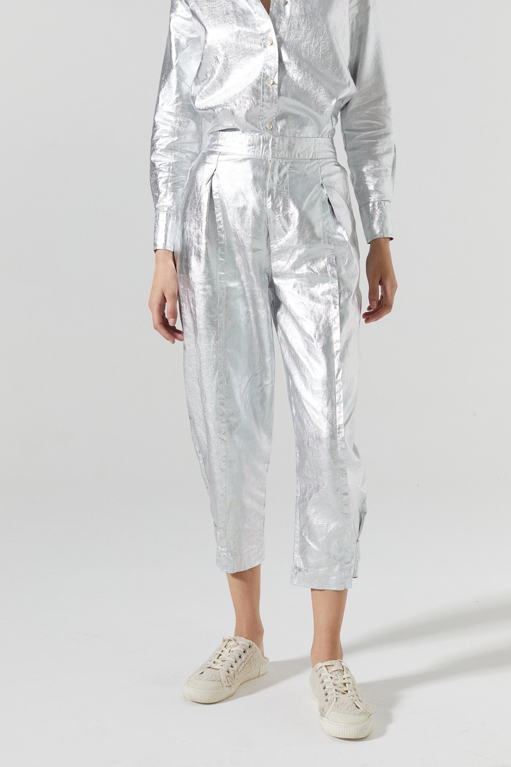 Mercer Metallic Linen Pants - Silver – Lanhtropy