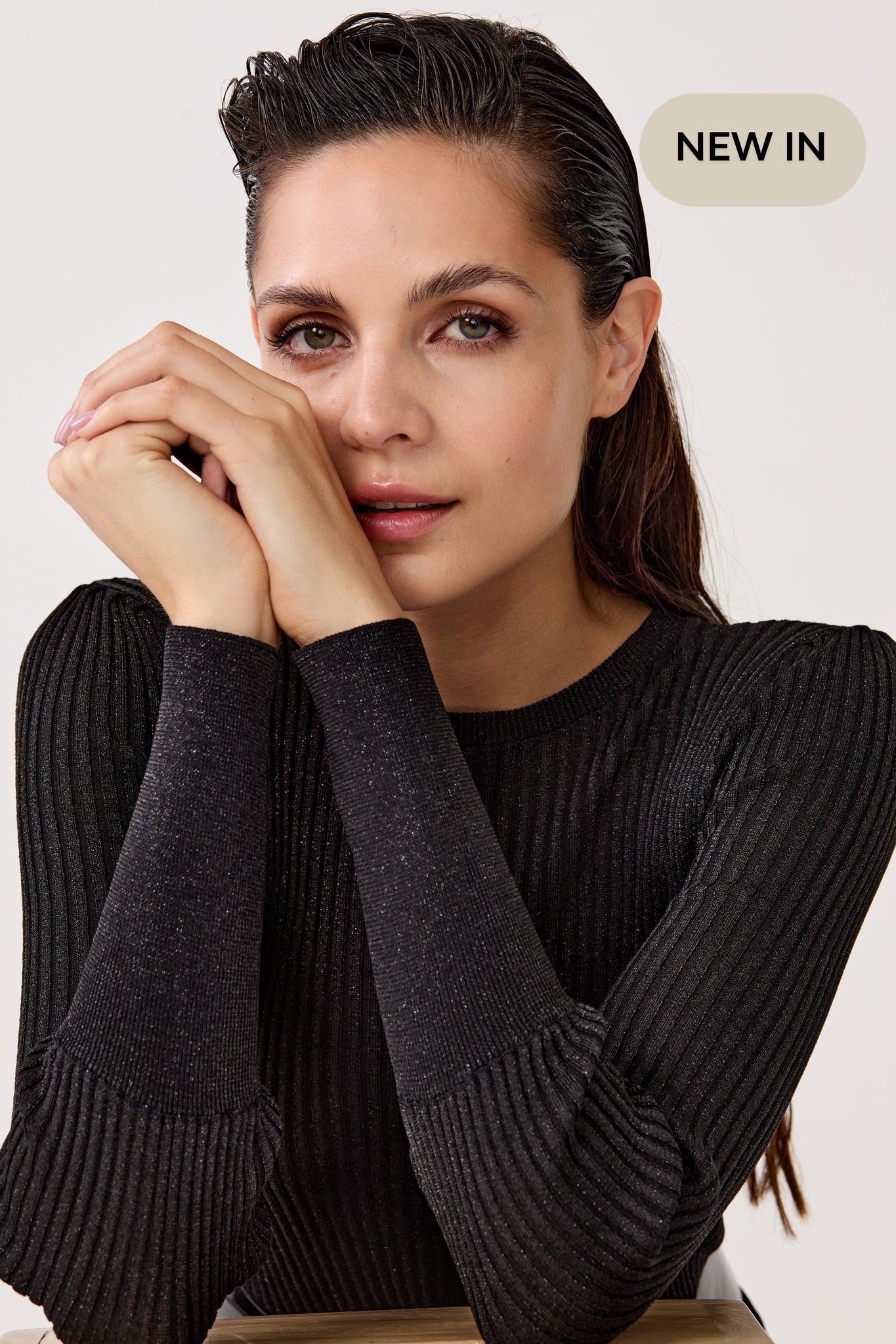 Vail Lurex Knitted Top - Black