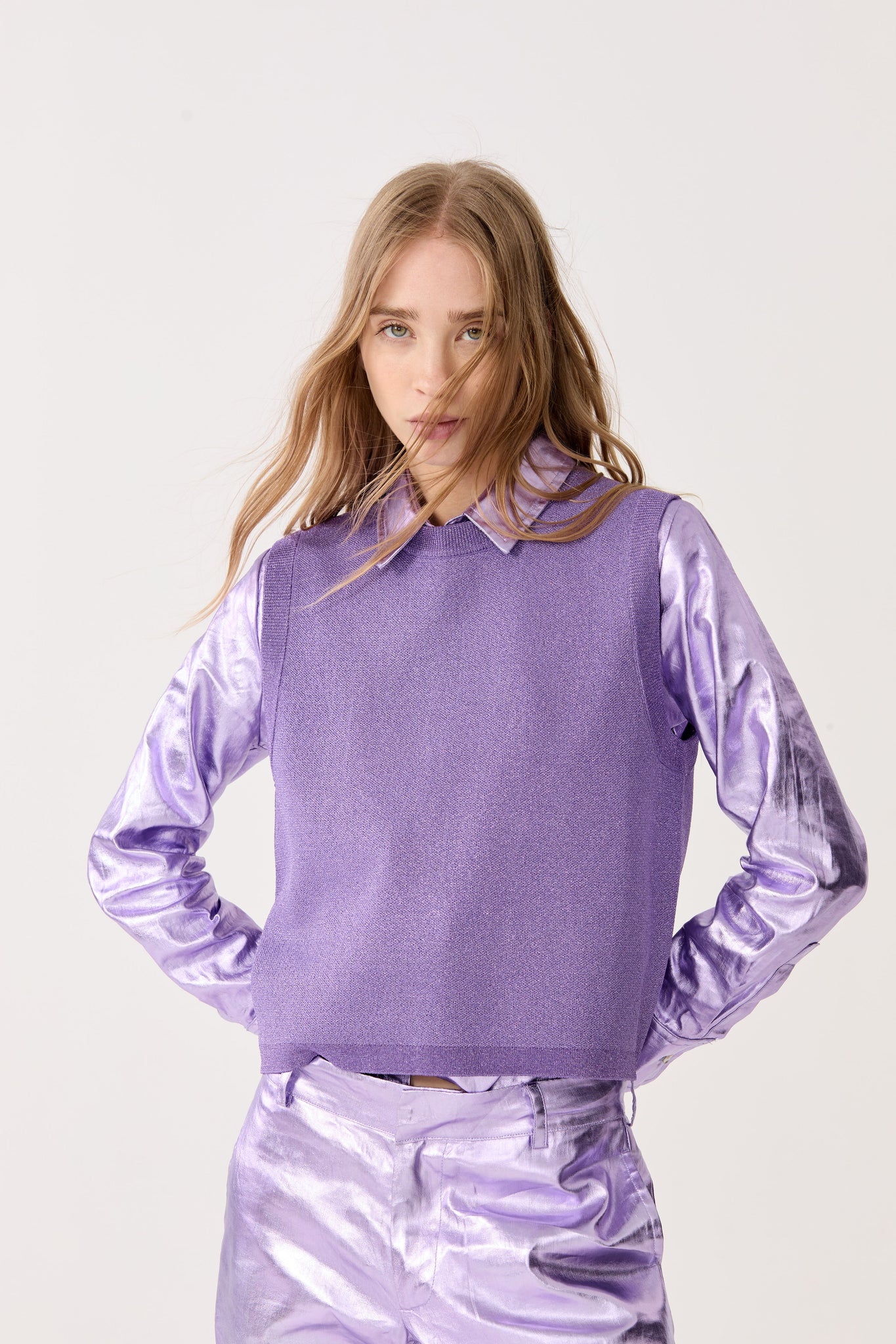 Glitter Knitted Top - Violet