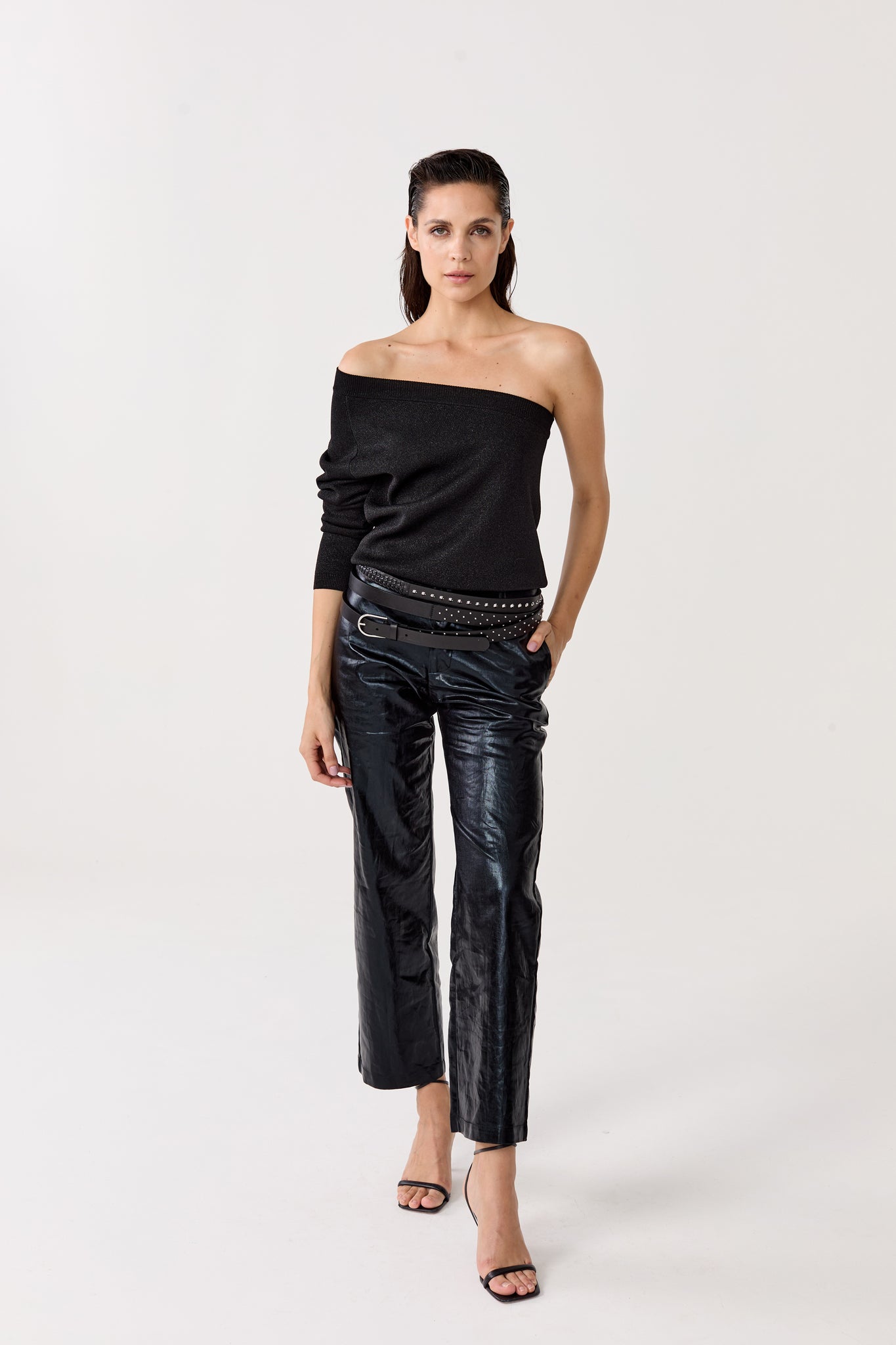 Astro Metallic Linen Pants - Metallic Black