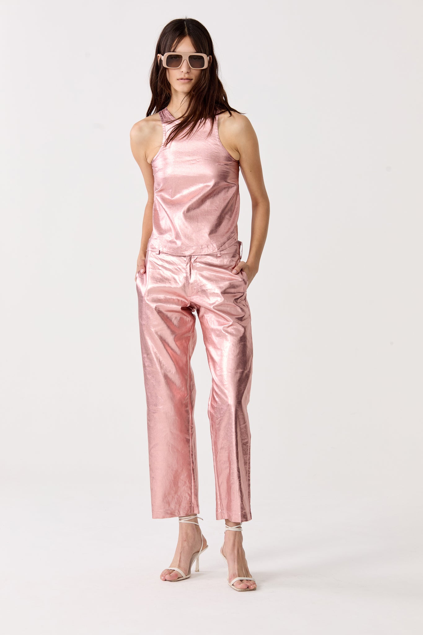 Astro Metallic Linen Pants - Peach Fuzz