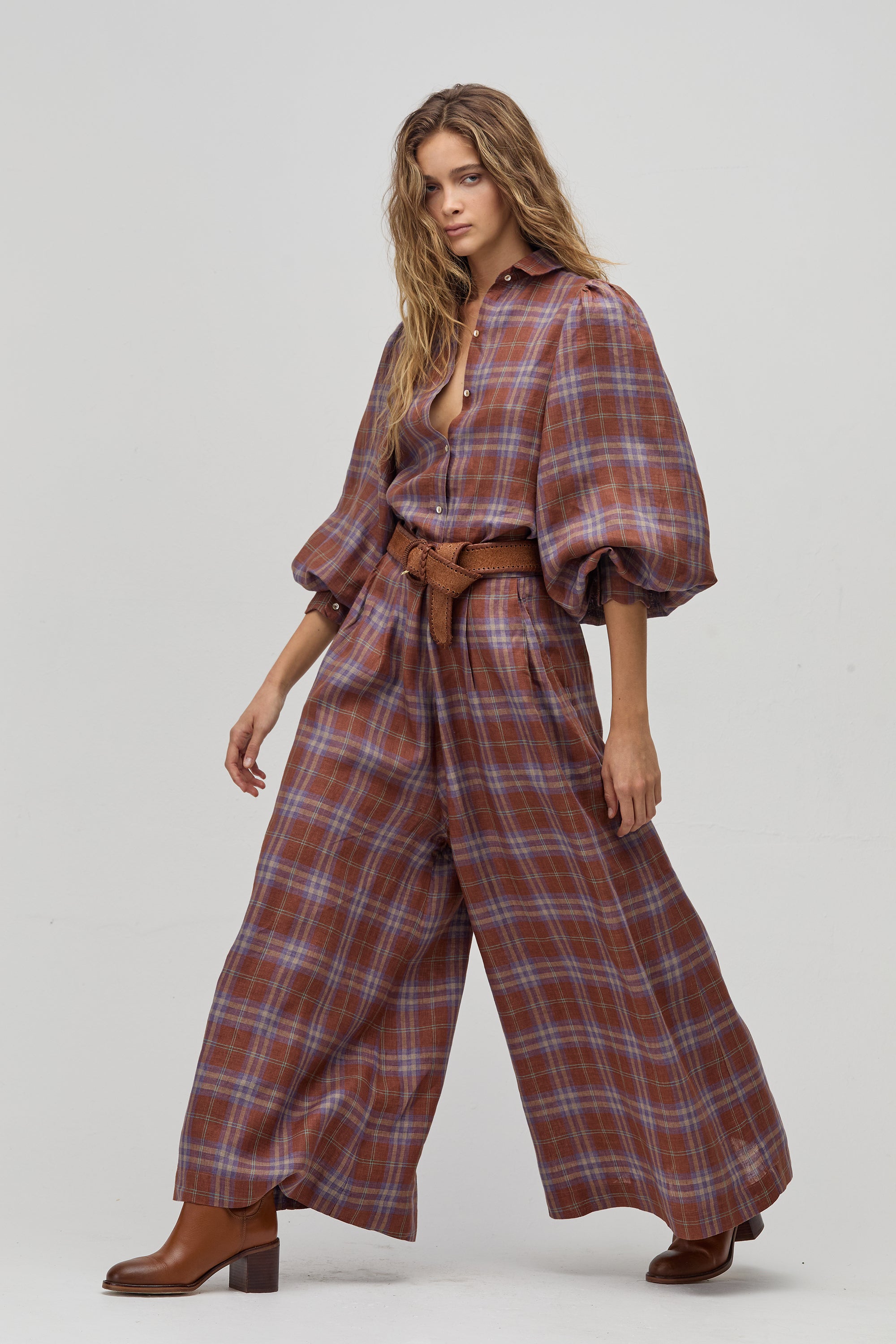 Camille Linen Shirt - Hazelnut Checks – Lanhtropy