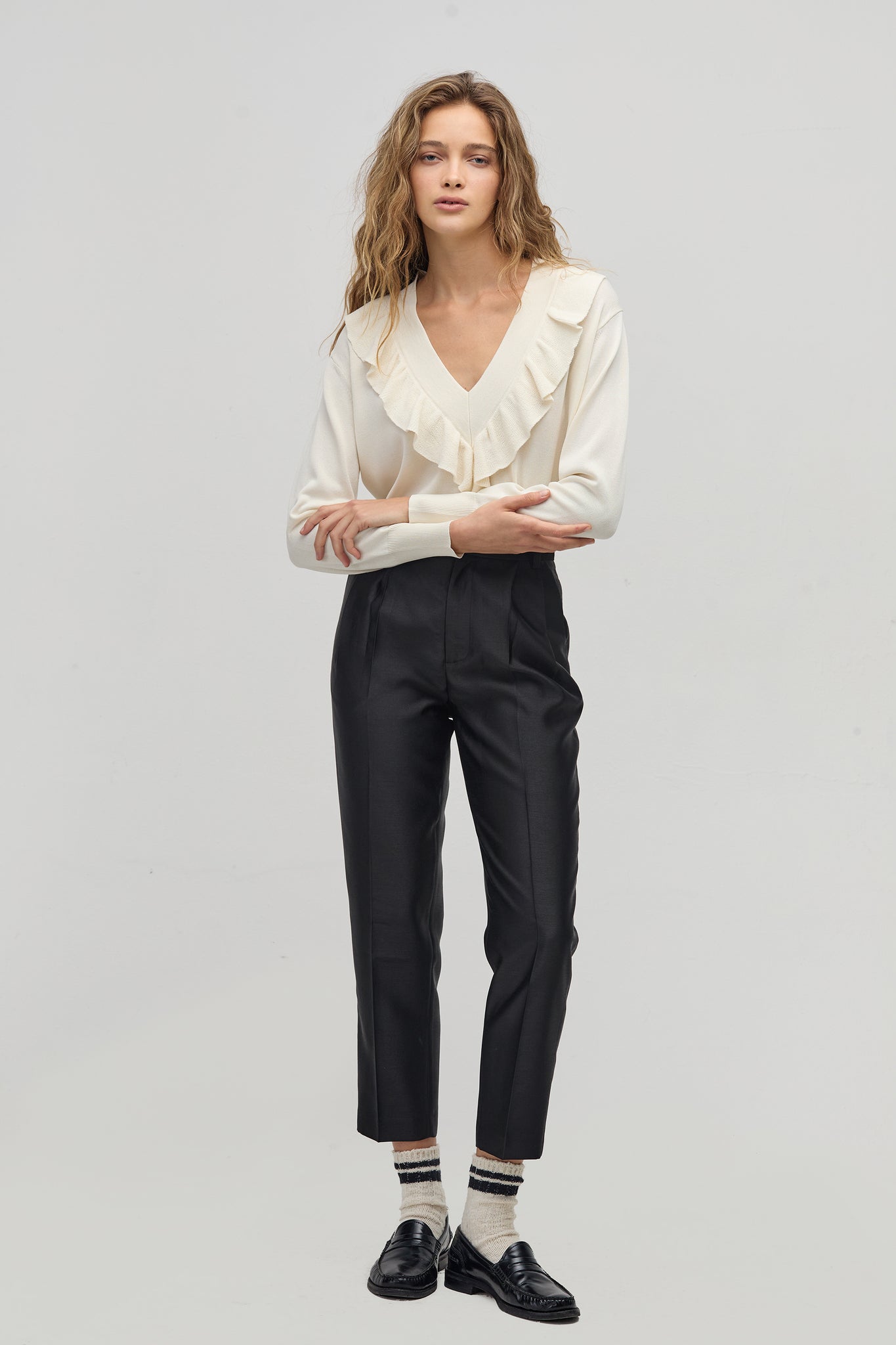 Boho Lurex Sweater - White