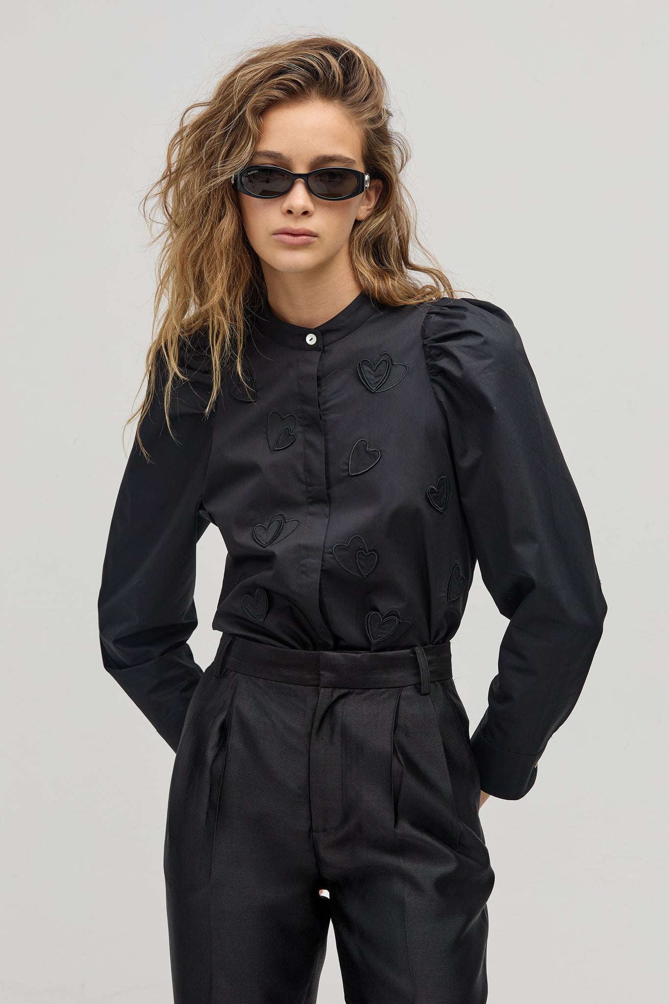 Cuore Poplin Shirt - Black