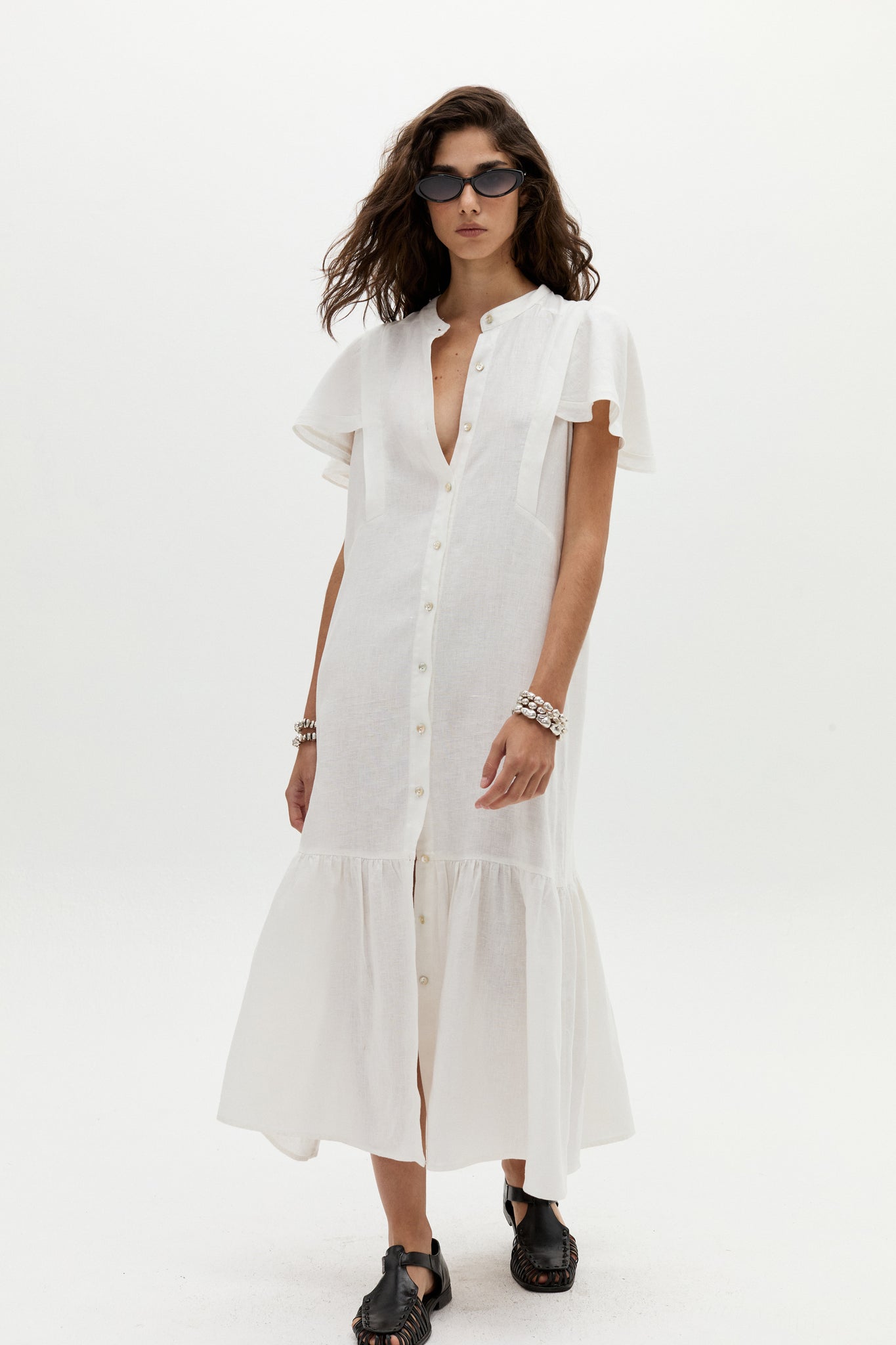 Lanhtropy Willow Linen Dress - Off White Off White / M Lanhtropy Willow Linen Dress - Off White Off White / M