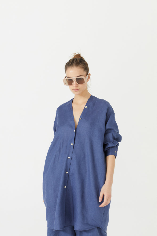 
                  
                    Exuma Linen Shirt Dress - Deep Blue
                  
                
