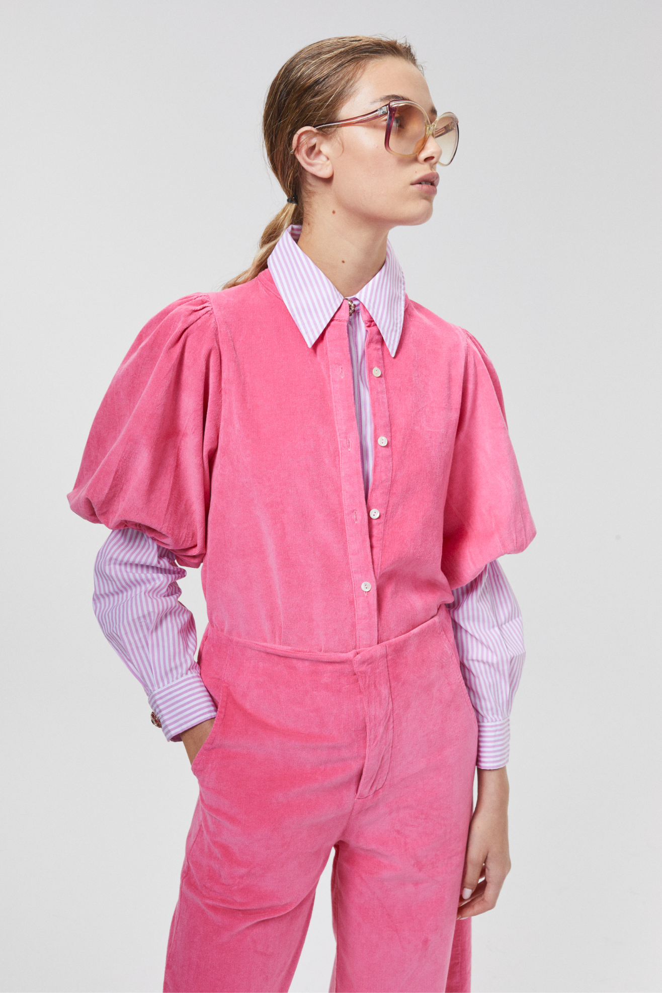 Bubble Corduroy Shirt - Petunia Pink