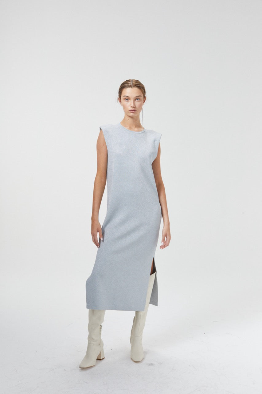 Glitter Knitted Dress - Silver