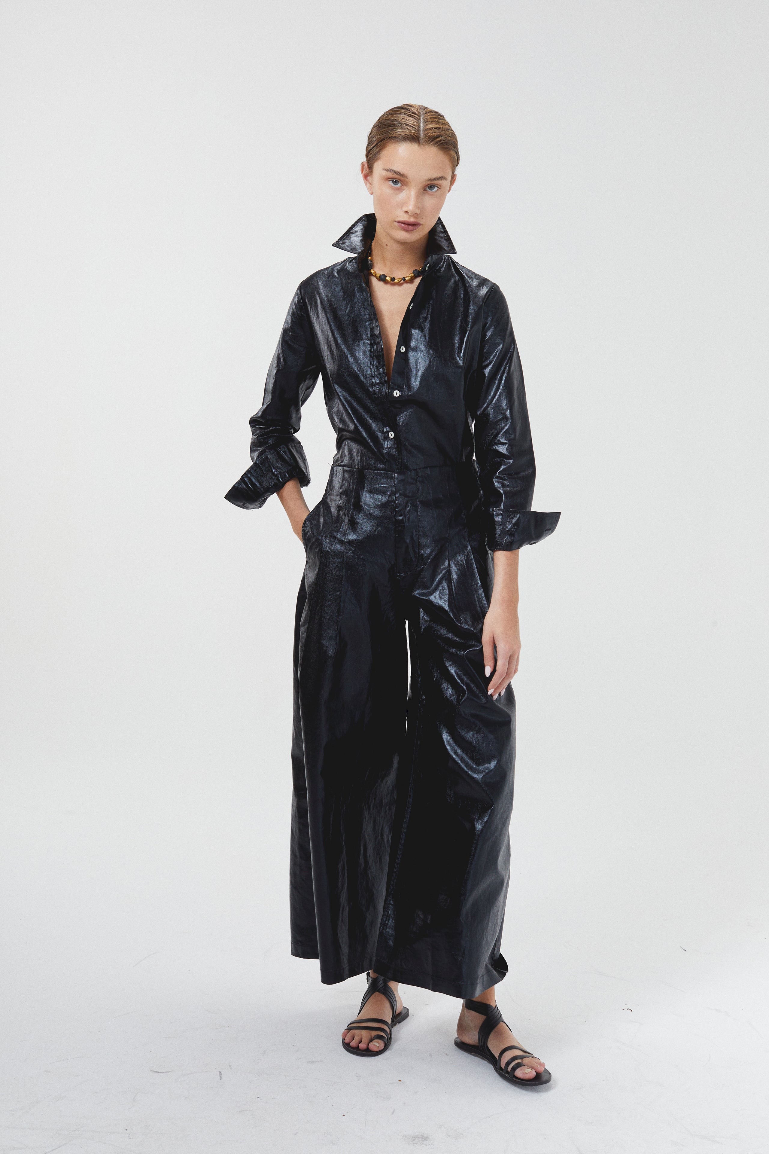 Culotte Metallic Linen Pants - Black – Lanhtropy