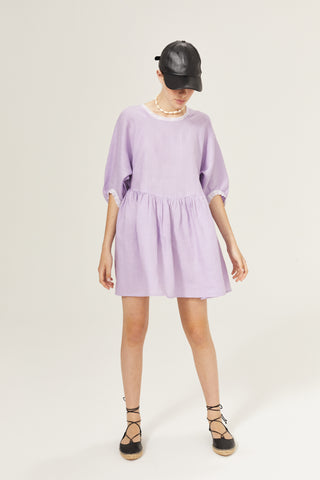 Alcala Linen Dress Bright Lilac with Contrasting Details – Lanhtropy