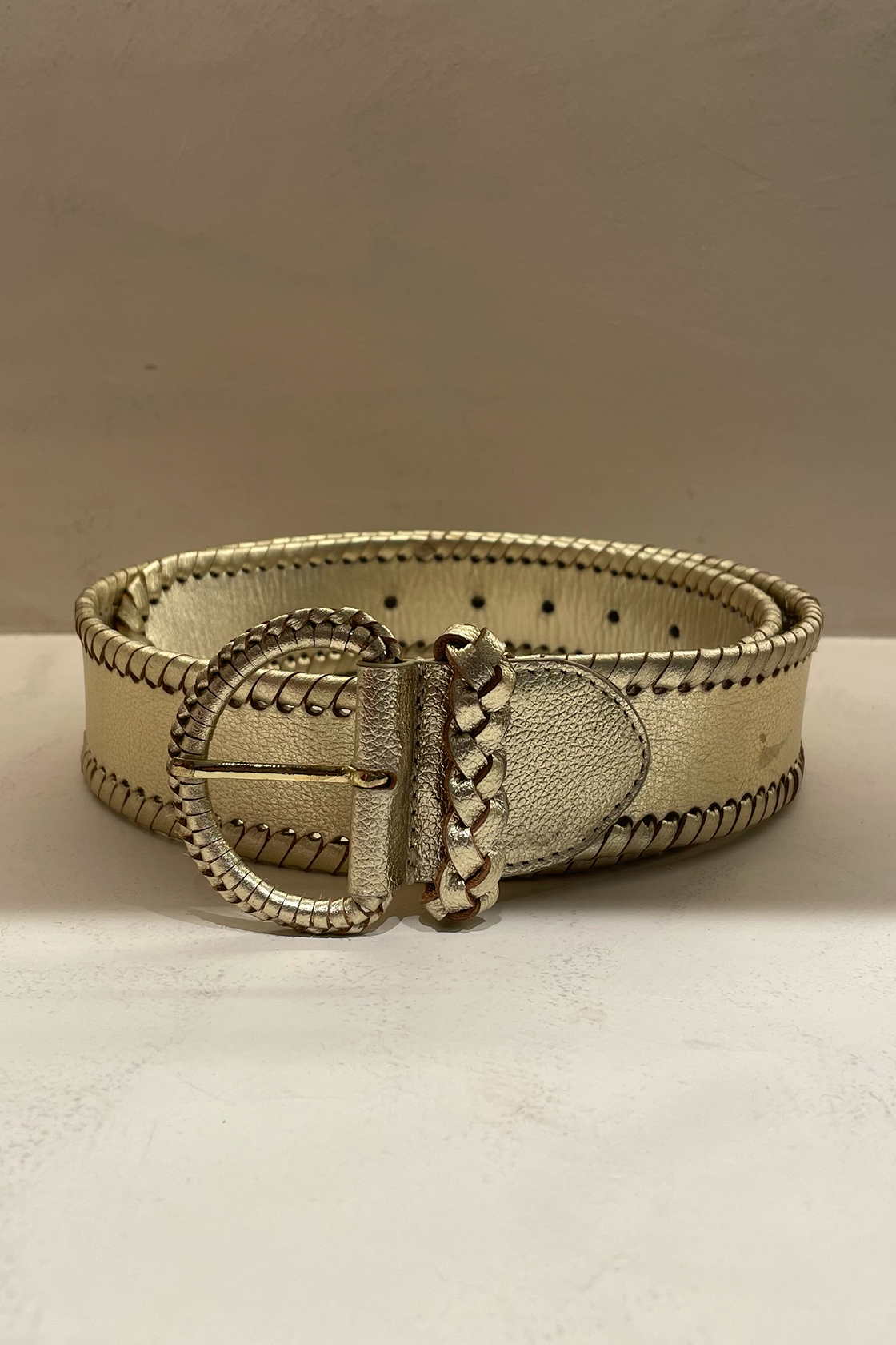 Carol Leather Belt - Gold
