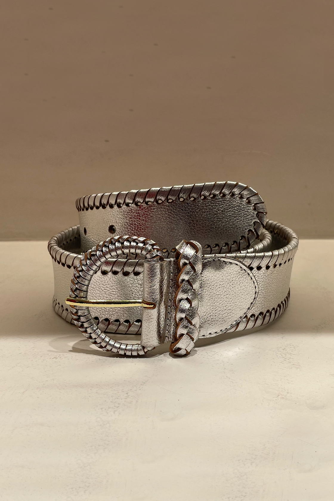 Carol Leather Belt - Silver