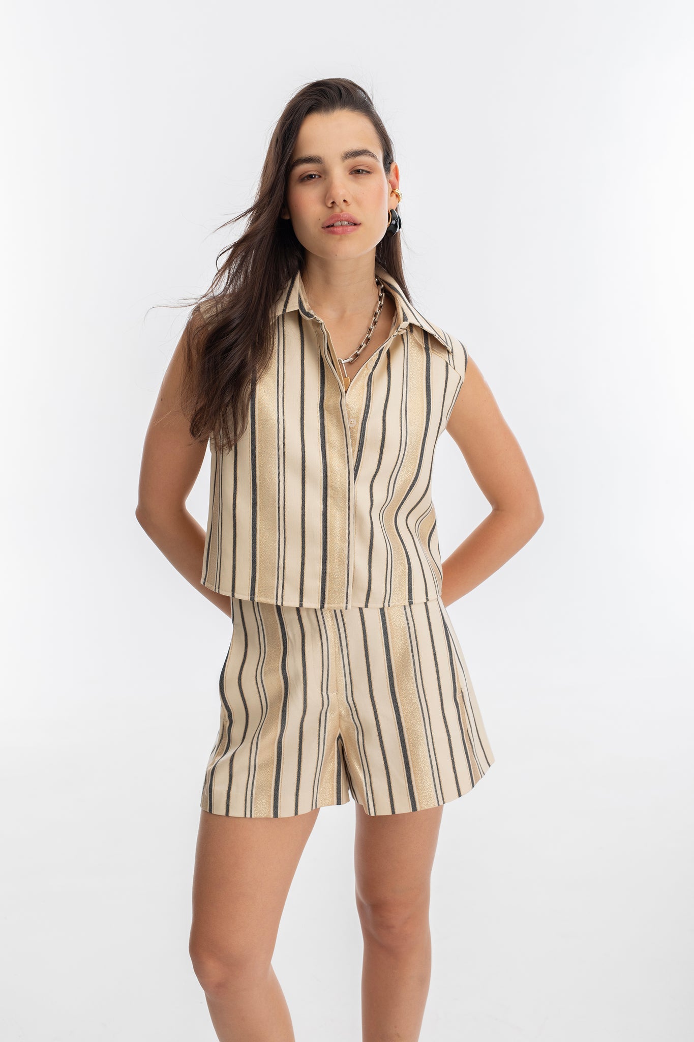 Mumbai Jacquard Top - Gold Stripes