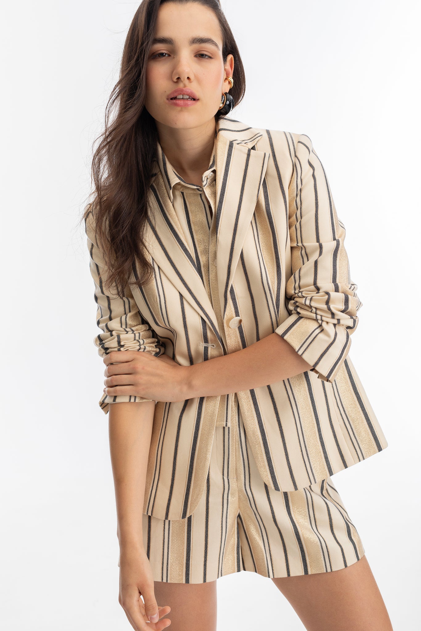 Oslo Jacquard Blazer - Gold Stripes