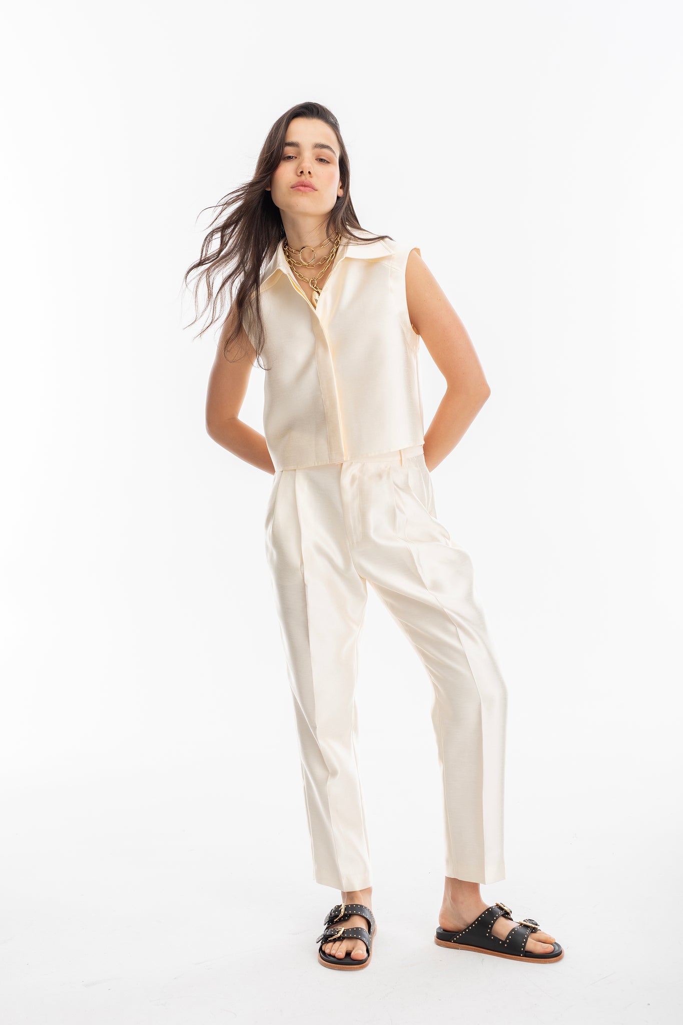 Rome Taffeta Pants - Off-White