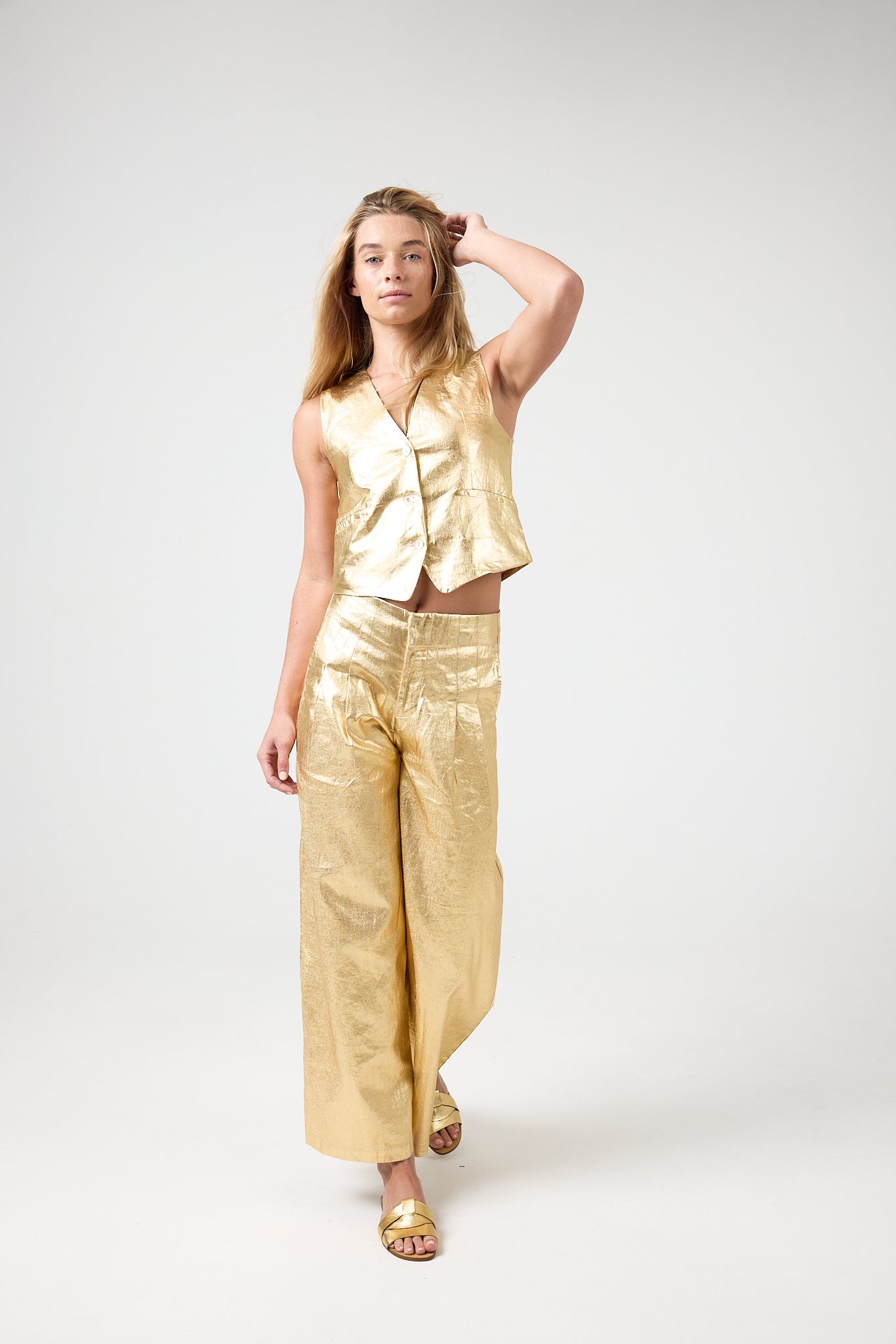 Culotte Metallic Linen Pants - Gold – Lanhtropy