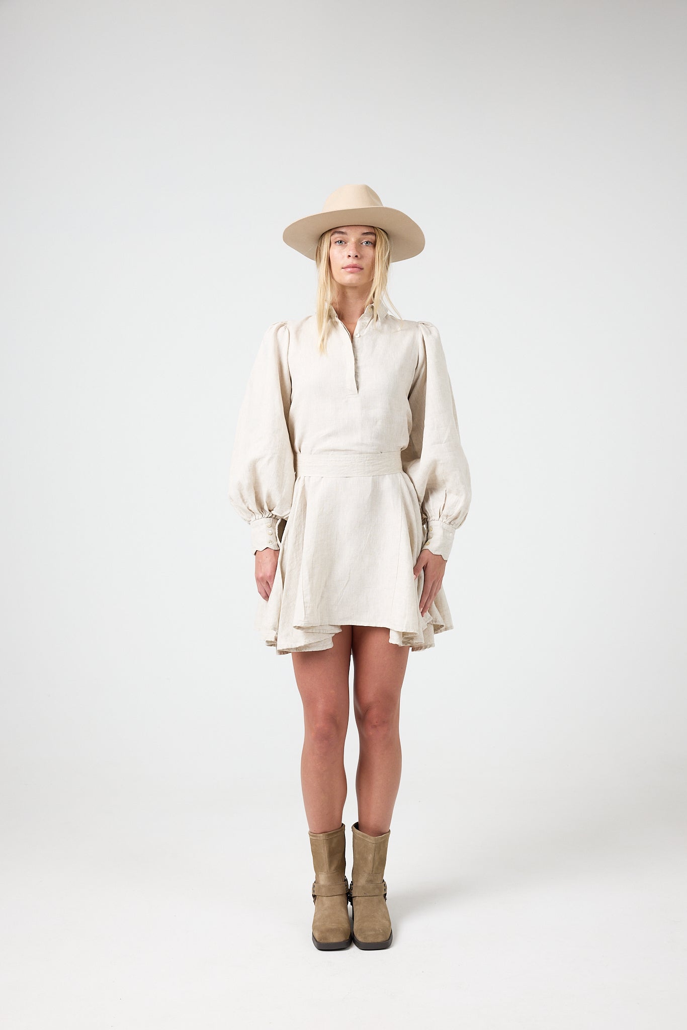 Camille Linen Dress - Natural