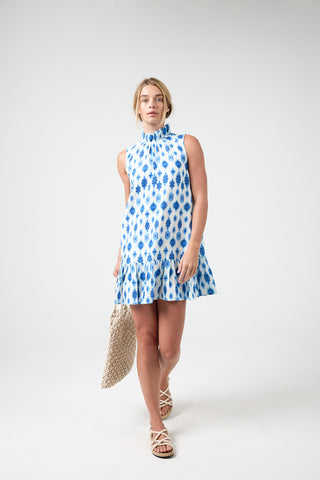 Lanhtropy Daisy Short Linen Dress - Hamptons Print Hamptons Print / L Lanhtropy Daisy Short Linen Dress - Hamptons Print Hamptons Print / L
