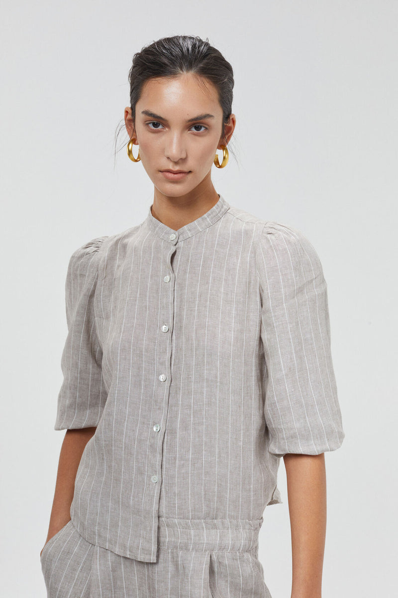 Meknes Linen Shirt - Beige Stripes – Lanhtropy