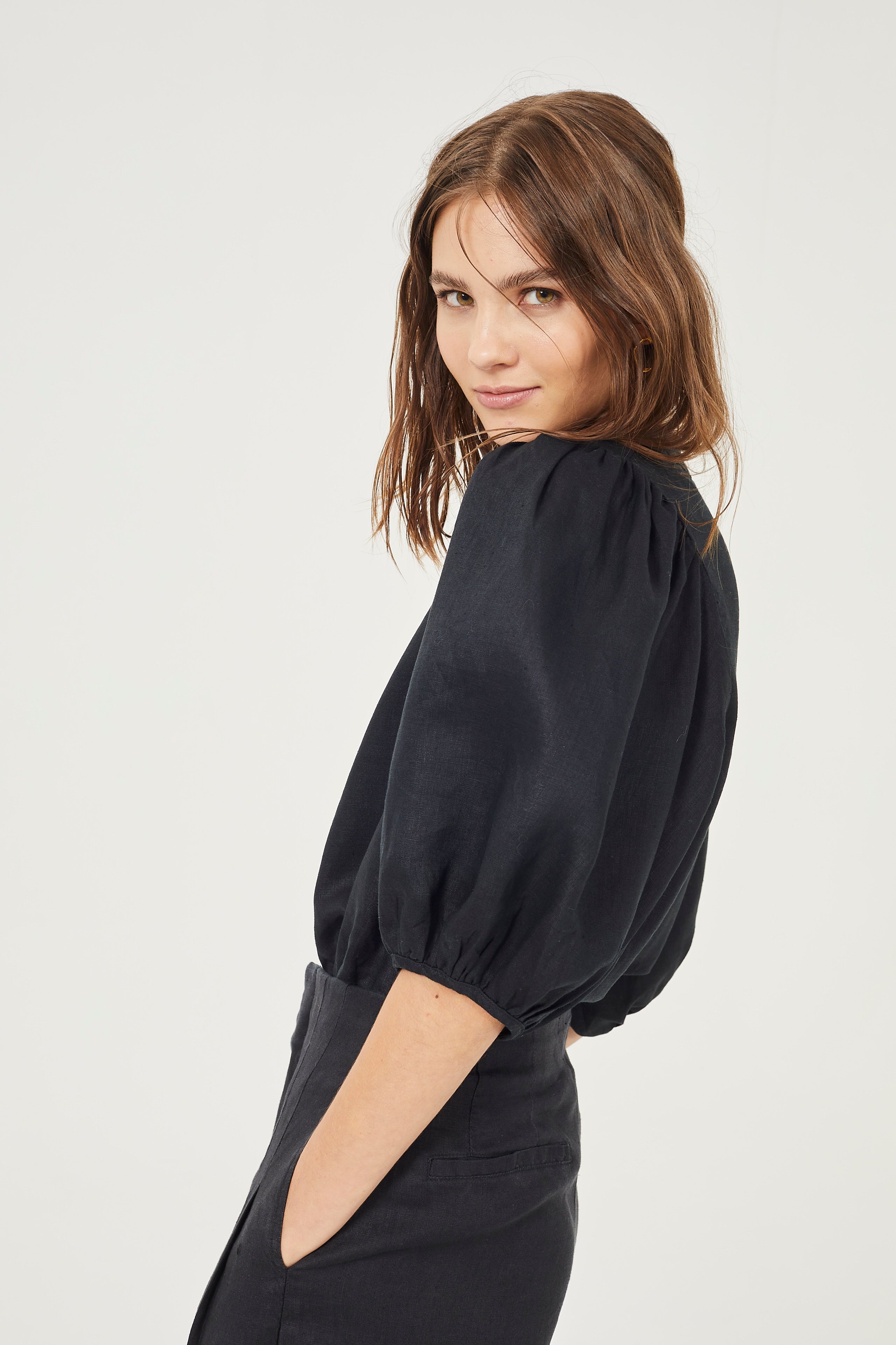 Bubble Linen Shirt - Black – Lanhtropy