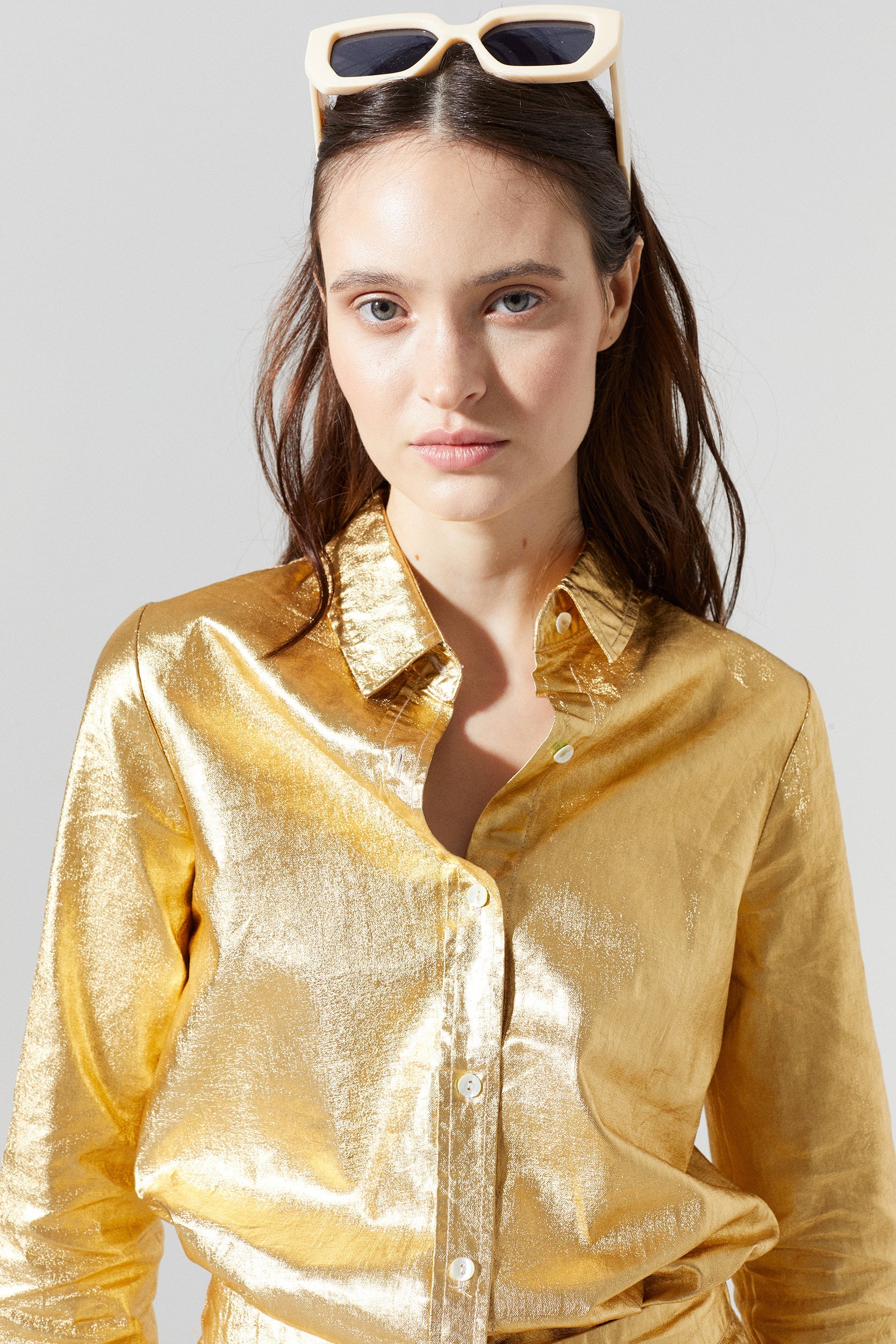 Lanhtropy Women's San Marino Metallic Linen Top