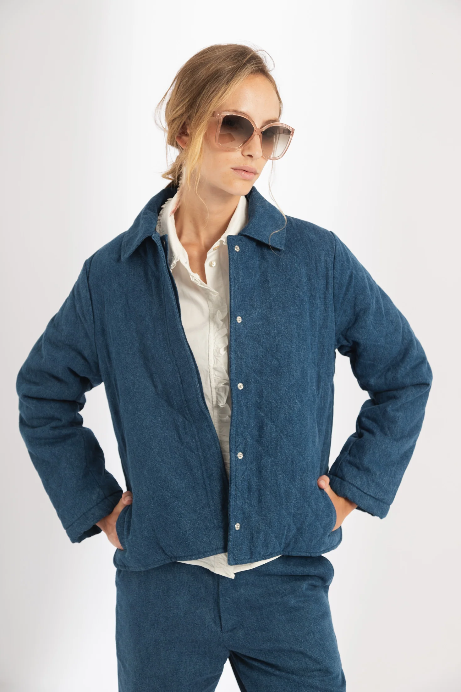 Balmoral Denim Quilted Jacket - Dark Blue – Lanhtropy