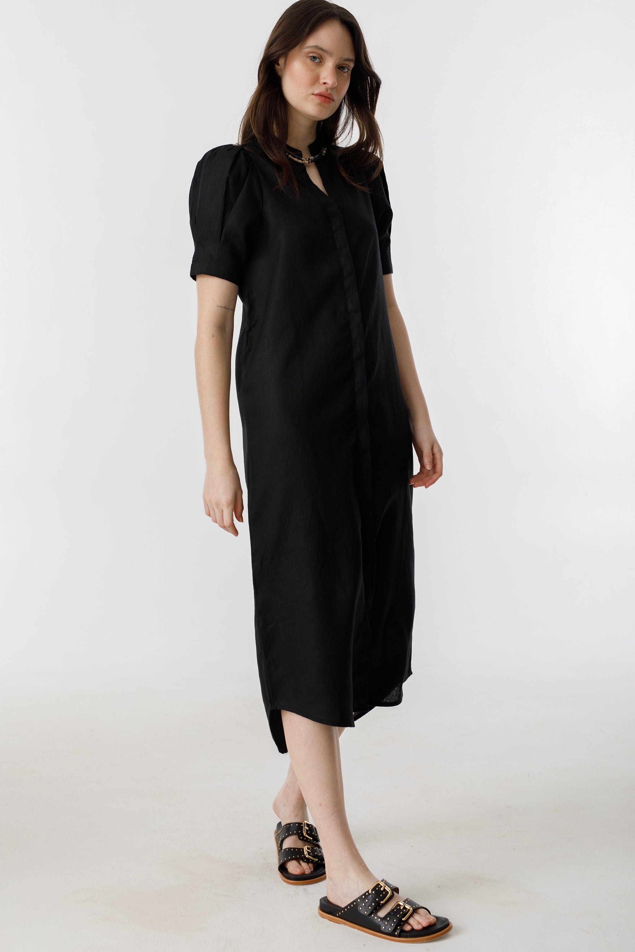 Athina Midi Linen Dress - Black – Lanhtropy