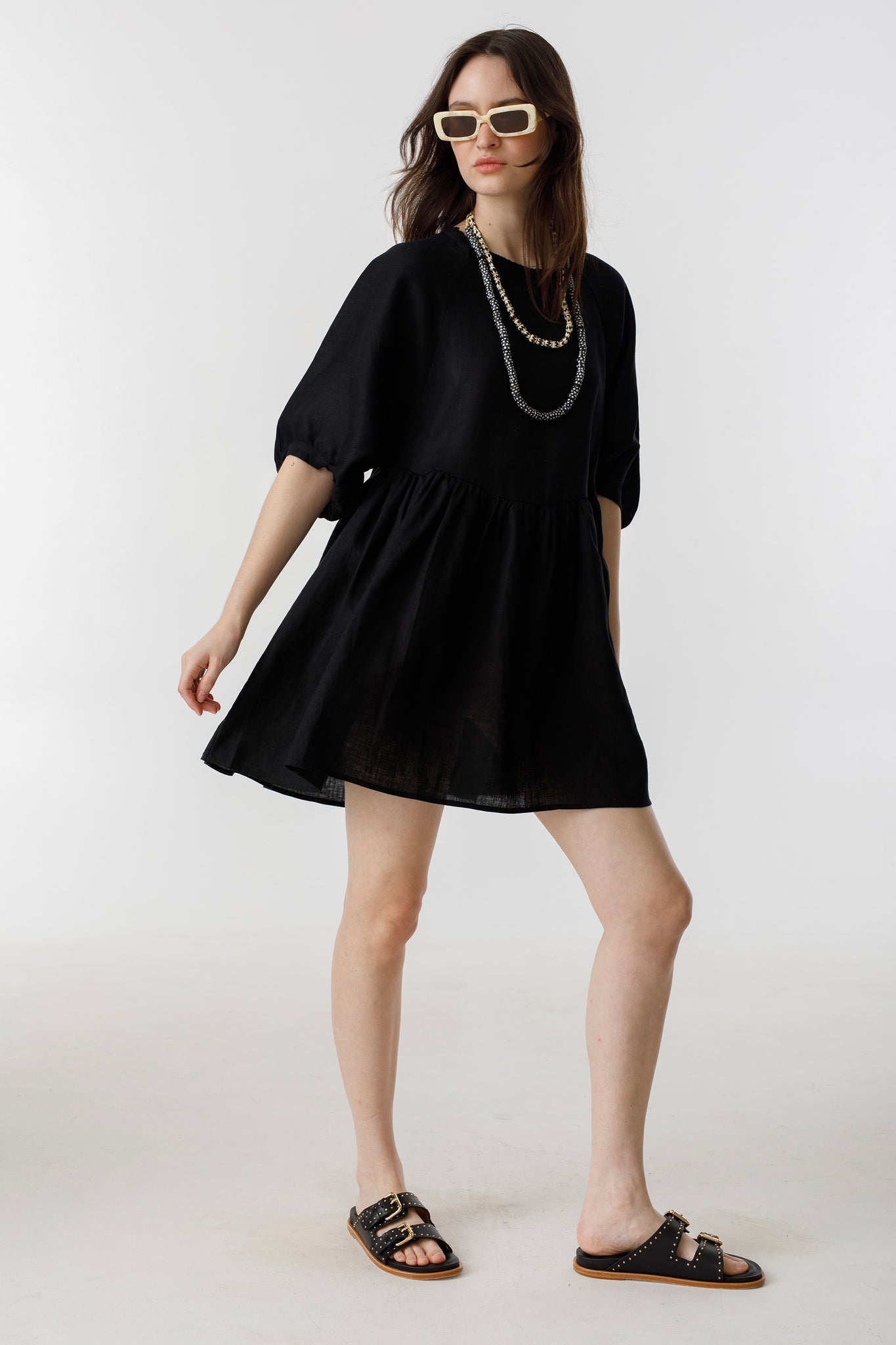 Alcala Linen Dress - Black