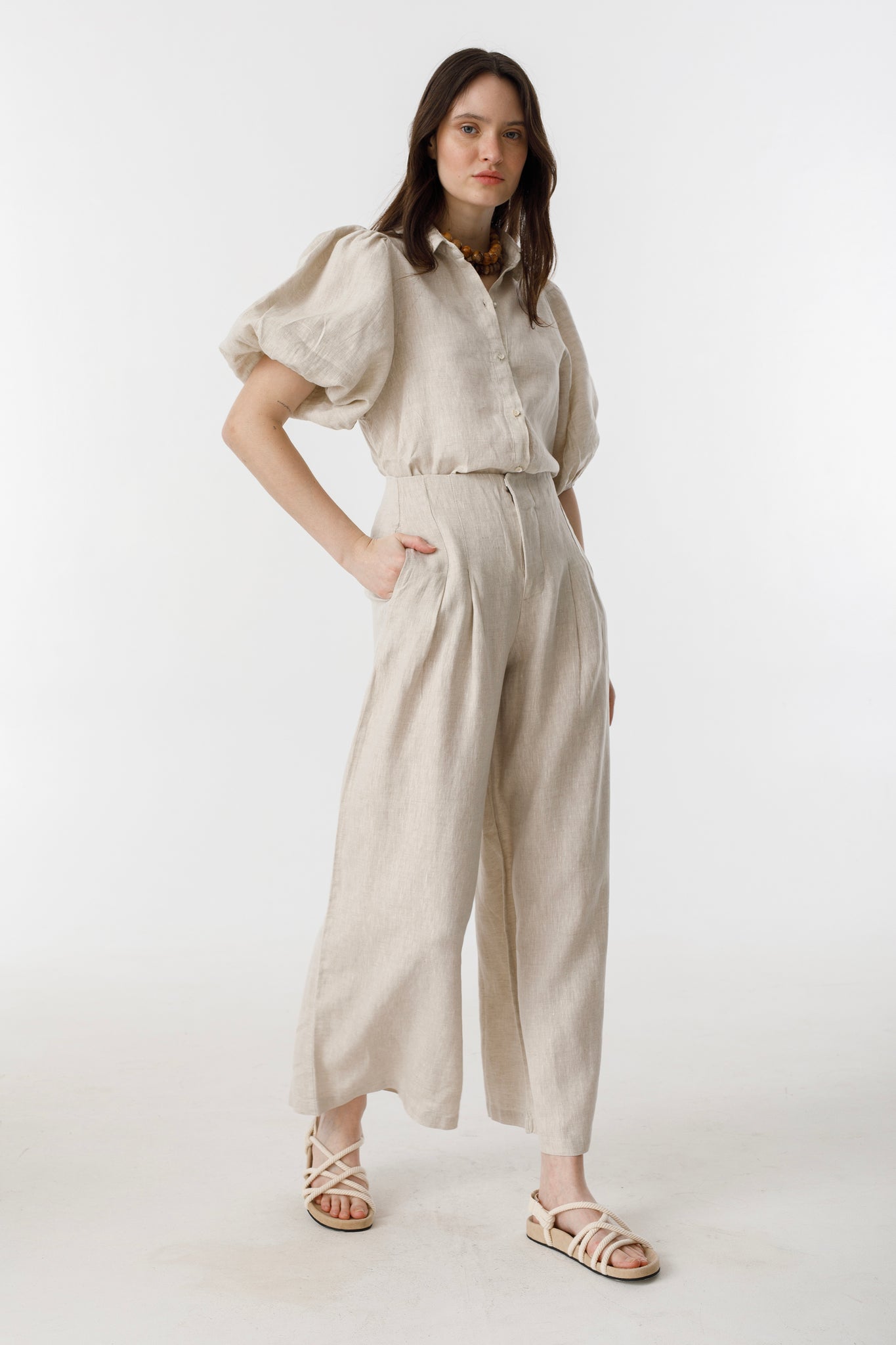 Culotte Linen Pants - Natural