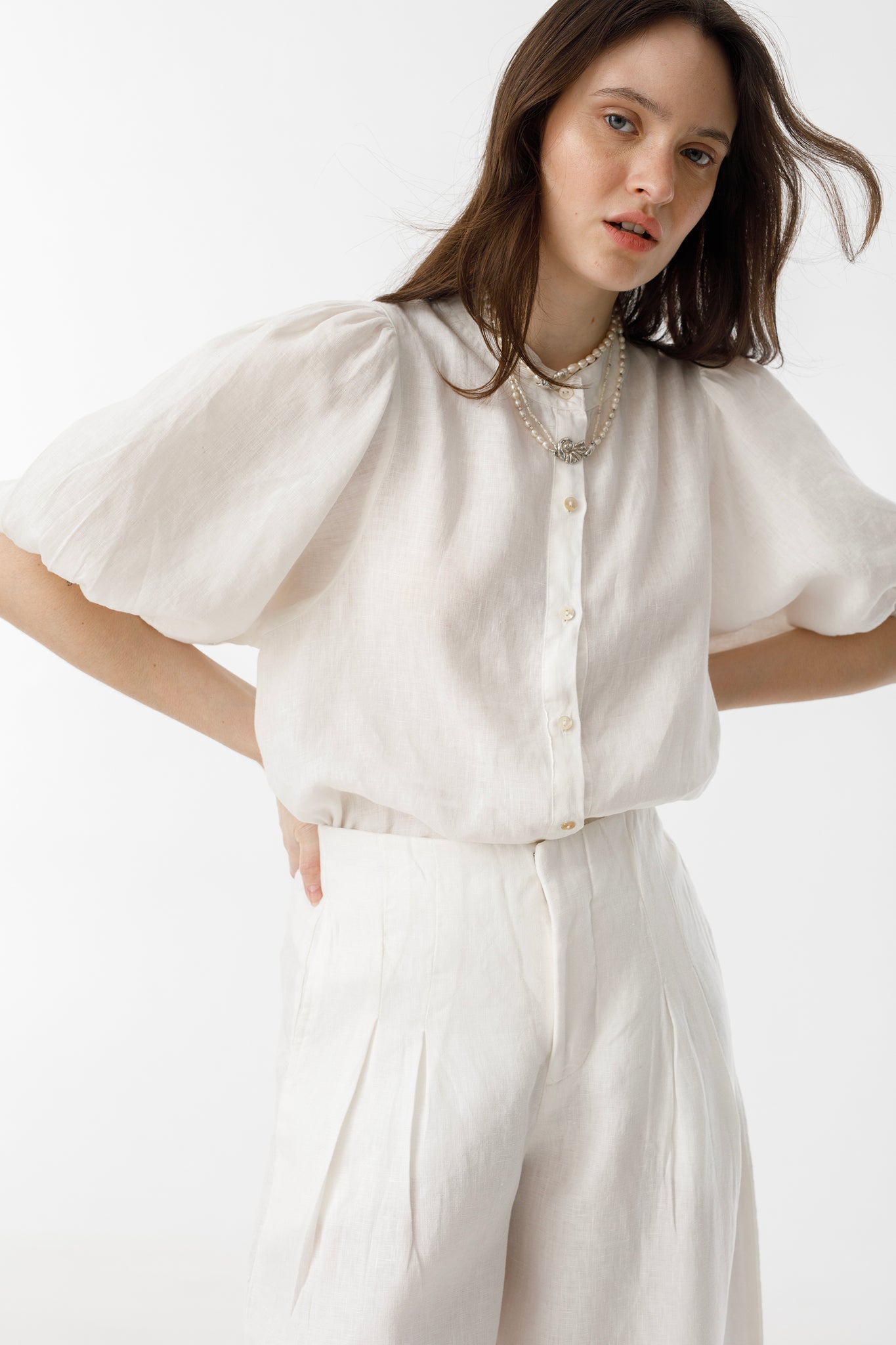 Bubble Linen Shirt - White