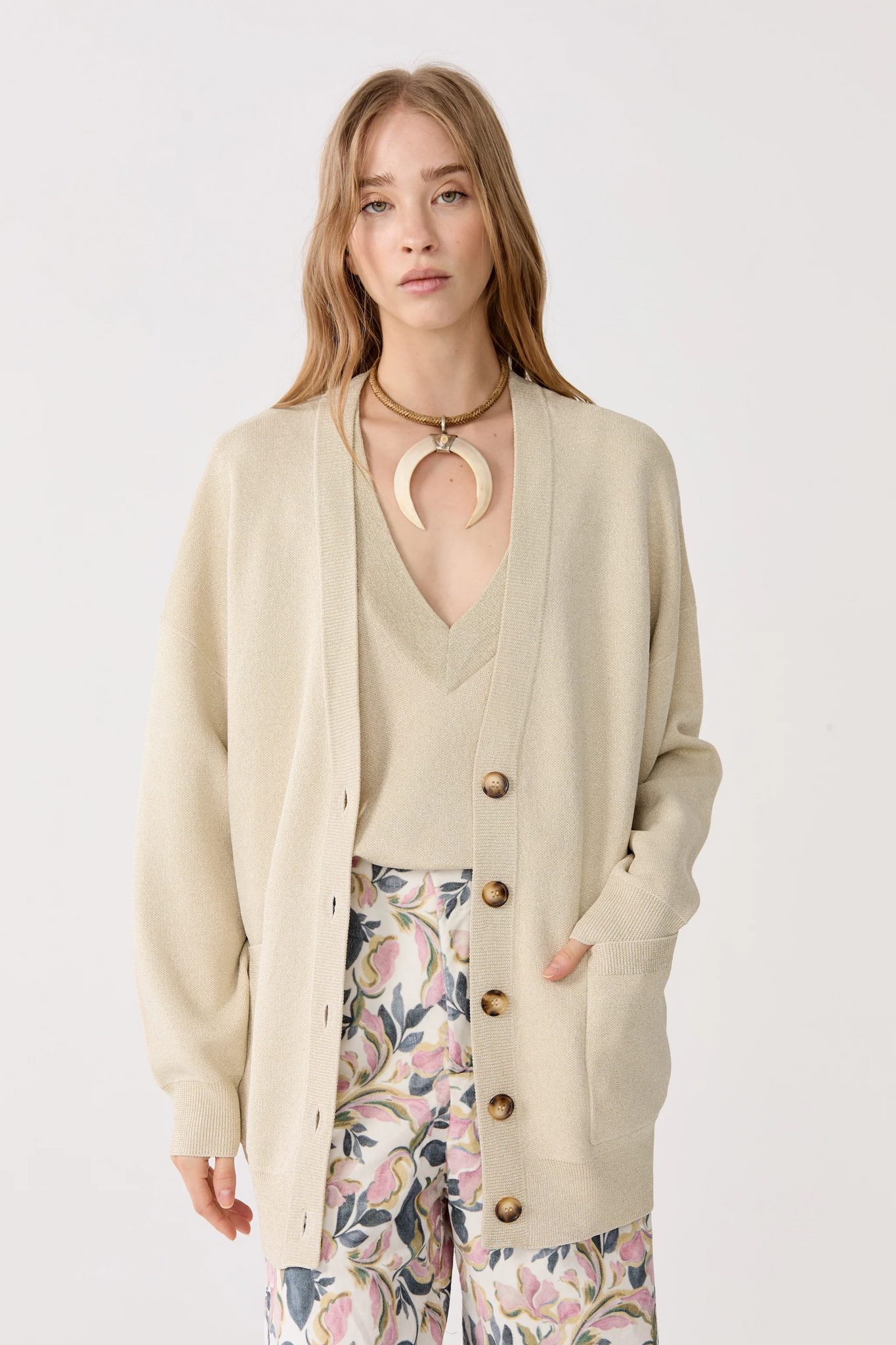 Aspen Lurex Cardigan - Gold