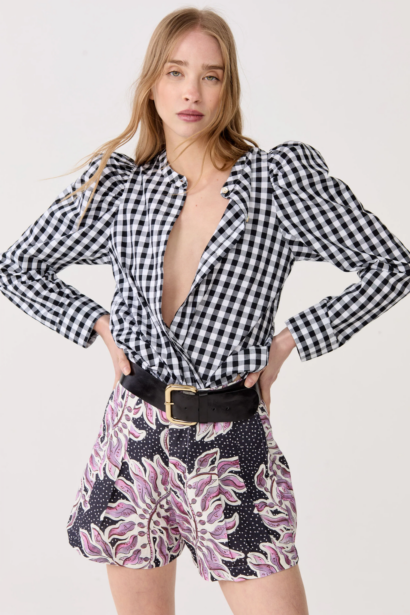 Lilium Poplin Shirt - Black and White Vichy Checks