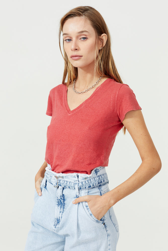 
                  
                    Linen T-Shirt - Cherry
                  
                