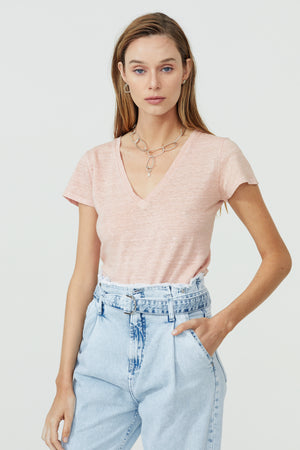 
                  
                    Linen T-Shirt - Soft Pink
                  
                