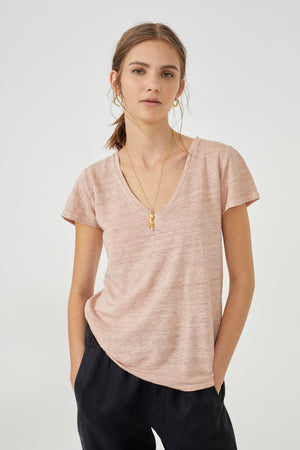 
                  
                    Linen T-Shirt - Nude
                  
                