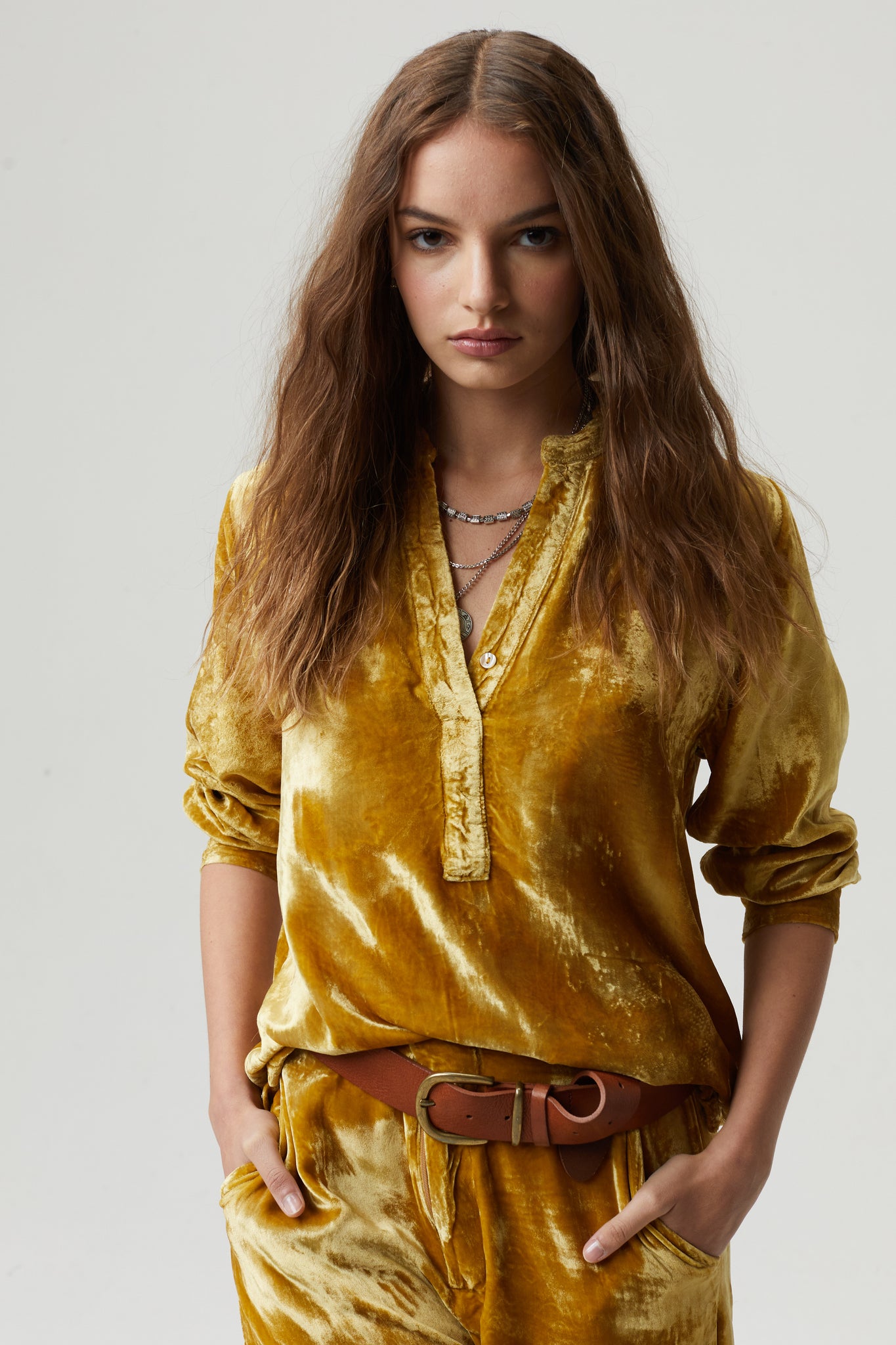 Nikka Velvet Shirt - Mustard