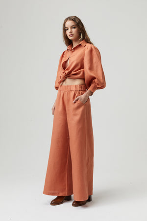 
                  
                    Camille Linen Shirt - Brick
                  
                
