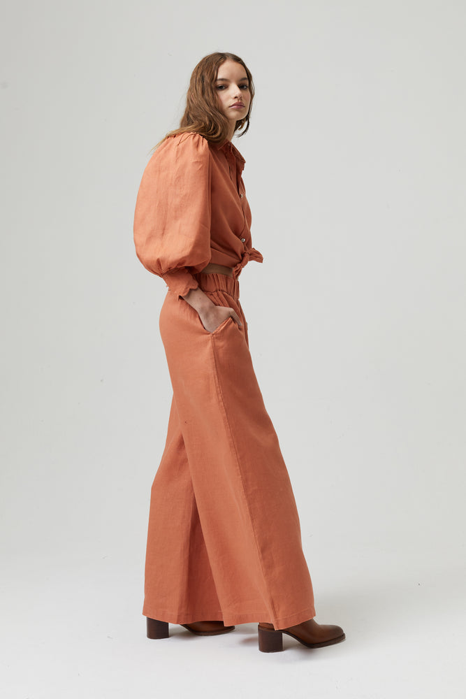 
                  
                    Camille Linen Shirt - Brick
                  
                