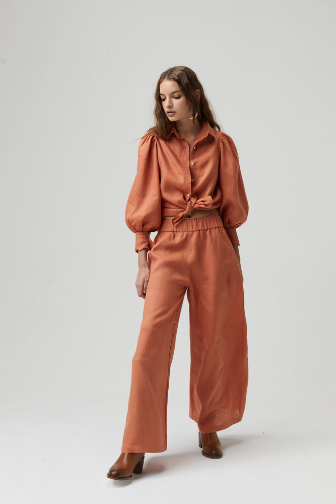 
                  
                    Camille Linen Shirt - Brick
                  
                