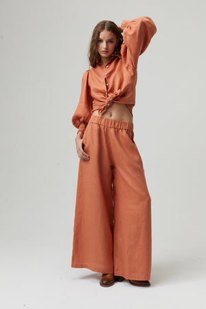 
                  
                    Camille Linen Shirt - Brick
                  
                