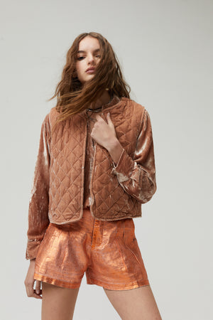 
                  
                    Frida Metallic Linen Shorts - Copper
                  
                
