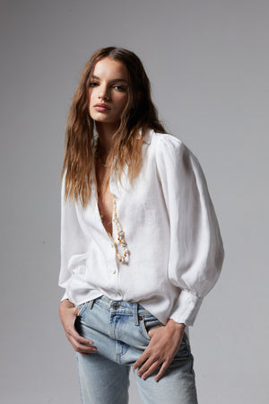 
                  
                    Camille Linen Shirt - White
                  
                