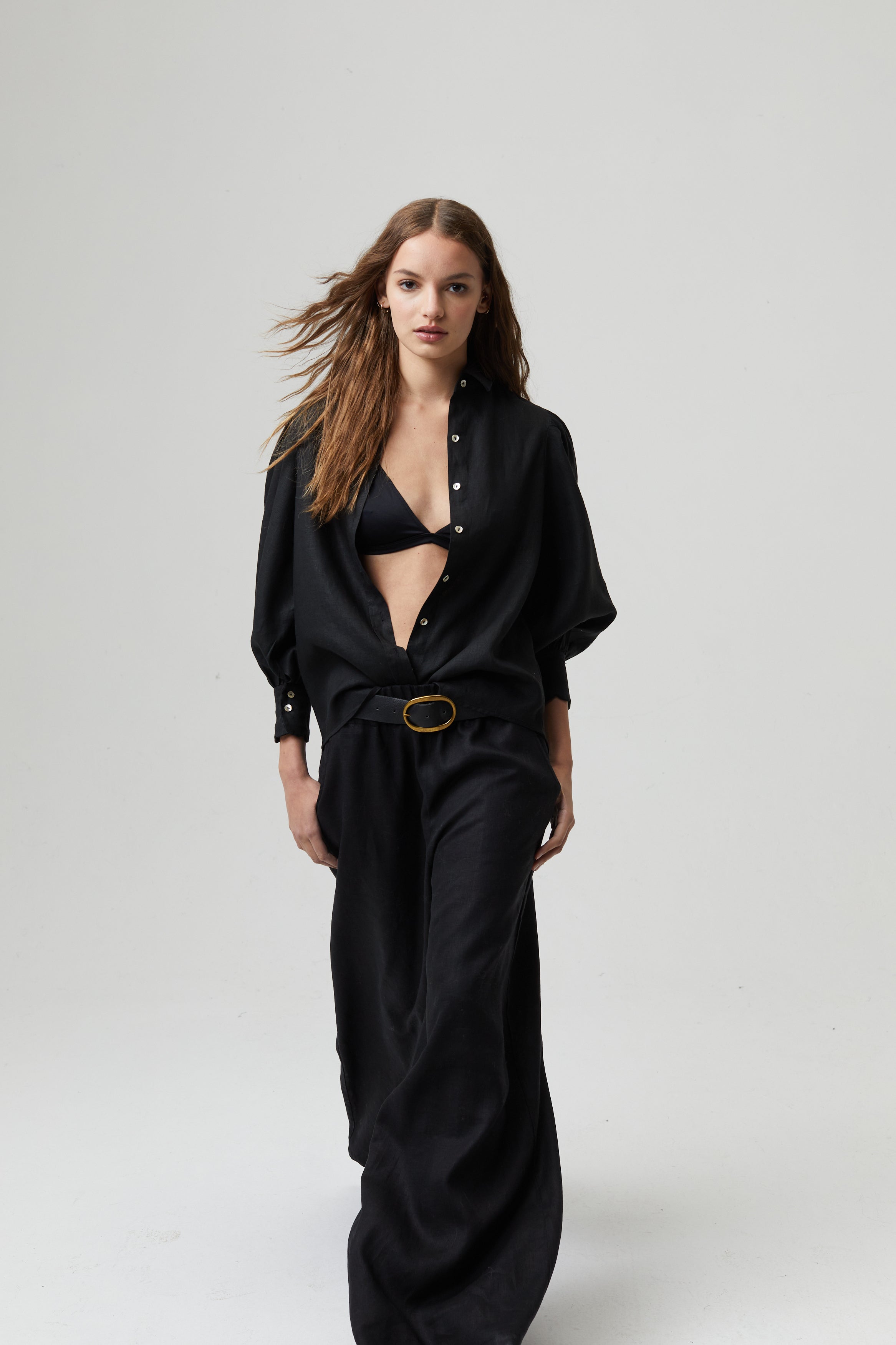 Camille Linen Shirt - Black – Lanhtropy