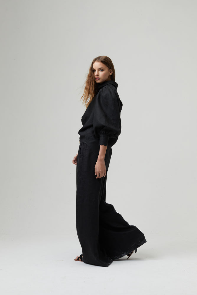 
                  
                    Camille Linen Shirt - Black
                  
                