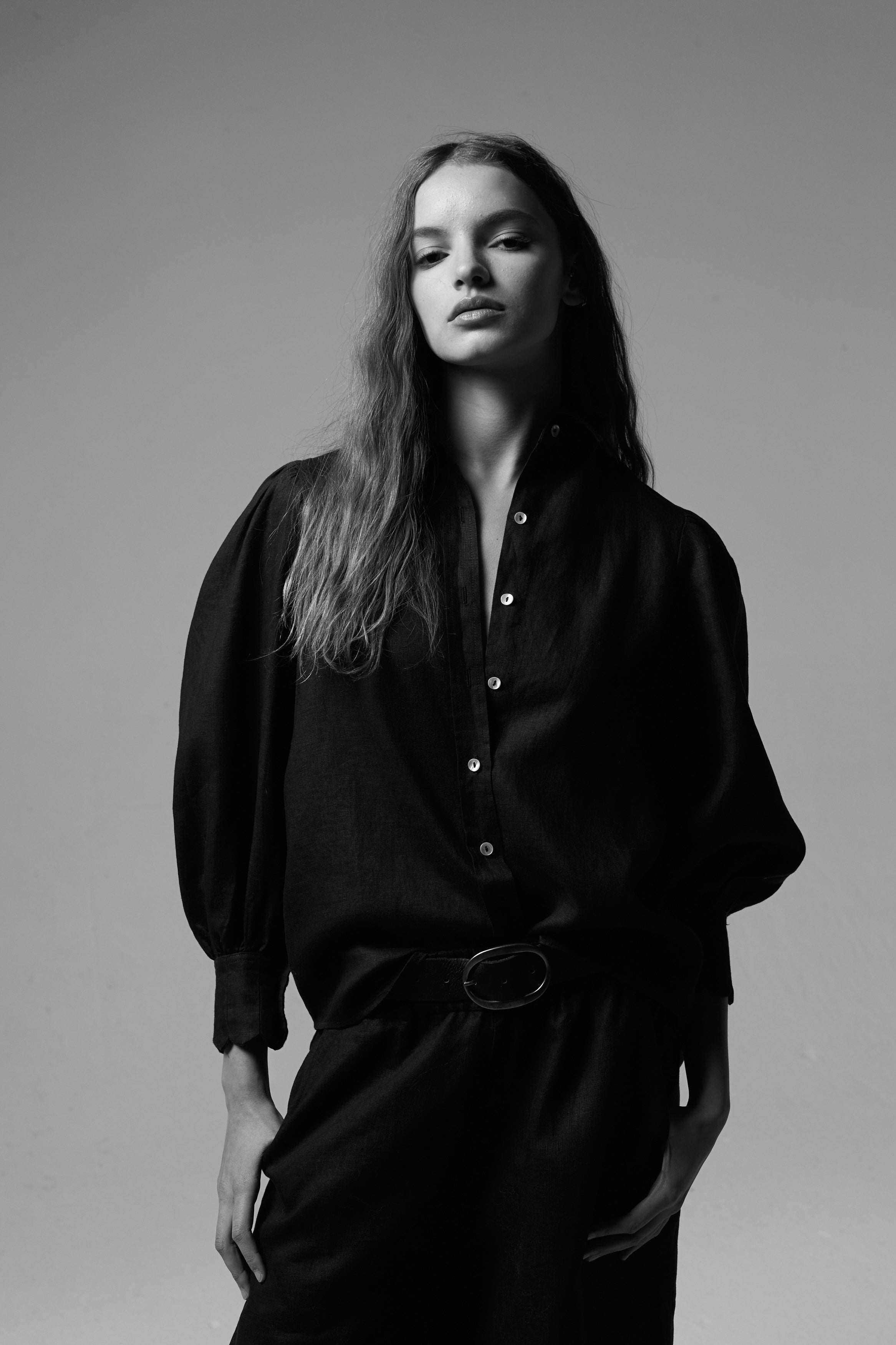 Camille Linen Shirt - Black – Lanhtropy